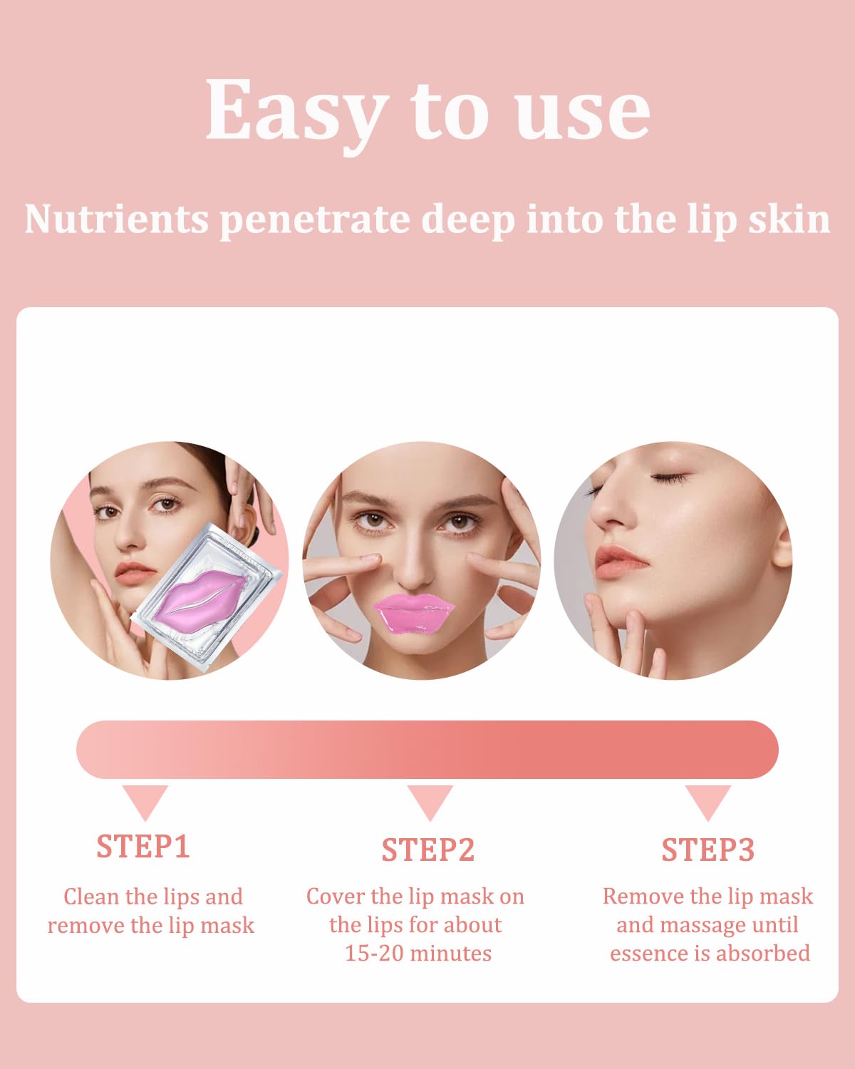 Bukamkom Collagen Lip Masks Bulk(20 Pieces/Box),Lip Mask Sheet Lip Care to Reduce Dark Lips and Lip Lines to Remove Dead Skin Moisture,Bulk Lip Masks Individually Wrapped(20)