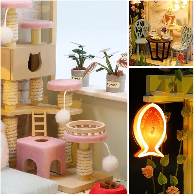 CUTEBEE Dollhouse Miniature with Furniture, DIY Wooden Dollhouse Kit Plus Dust Proof, Creative Room Idea