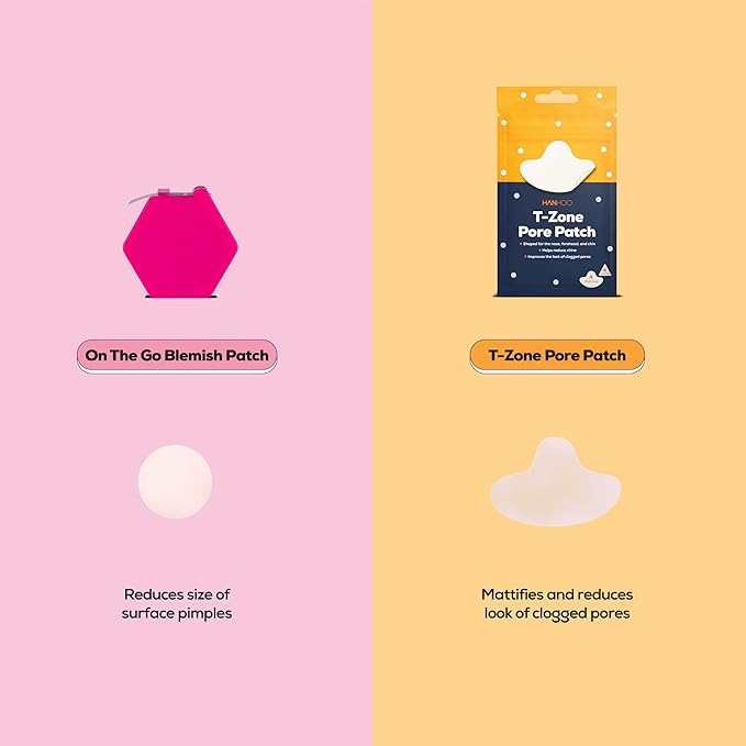 Hanhoo T-Zone Pore Patch and On the Go Blemish Patch Bundle, 132 Total Patches, Hydrocolloid Patches for Clogged Pores and Pimples, Shrinks Pimples, Blackhead and Acne Treatment, Korean Skincare