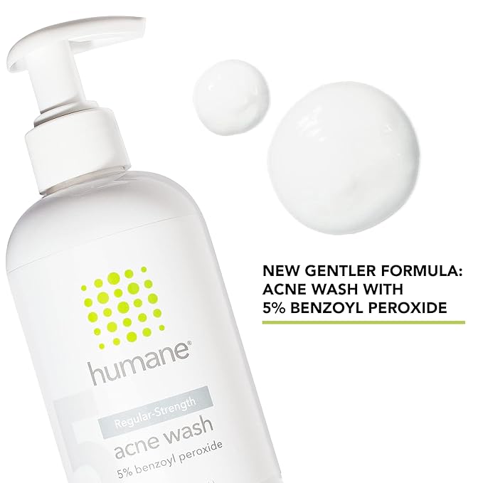 humane Regular-Strength Acne Wash and Oil-Free Moisturizer Bundle - 5% Benzoyl Peroxide Acne Treatment