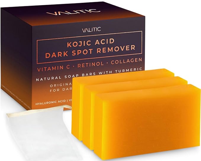 Valitic Unisex Dark Spot Corrector Bar, 100g - Exfoliating, SLS and Paraben-Free Turmeric Soap for Skin Tone Correction, Vitamin C, Retinol and Collagen Blend