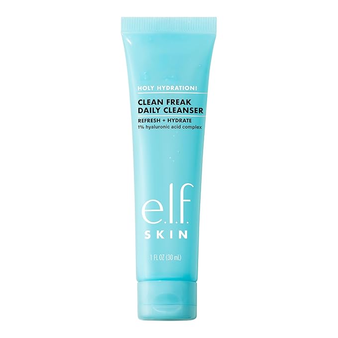 e.l.f. SKIN Holy Hydration! Clean Freak Daily Cleanser Mini, Gentle Hydrating Face Cleanser, Made With Hyaluronic Acid, Vegan & Cruelty-Free, 1 fl oz