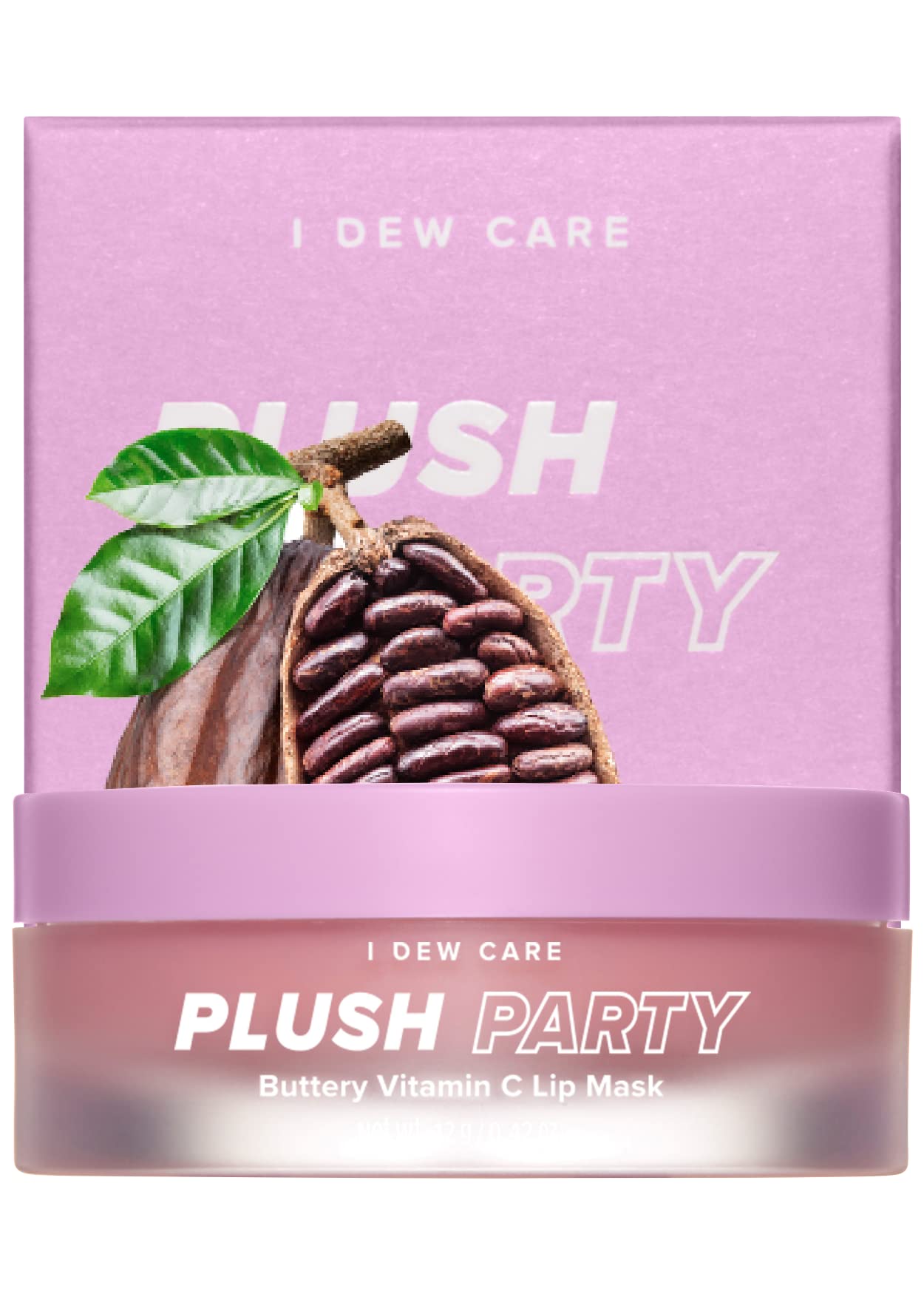 I DEW CARE Overnight Lip Sleeping Mask - Plush Party | Buttery Vitamin C, Lip Glaze, Moisturizing Balm, With Cocoa Butter For Dry Lips, Glass Skin Look, Nourish and Hydrate, Korean Skin, 0.42 Oz