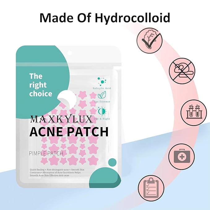 Star Pimple Patches for Face, Acne Patches, Cute Colorful Star Zit Covers with Hydrocolloid & Tea Tree Oil, Salicylic Acid Cica Extract 4 Sizes (8mm/9mm/11mm/14mm) | 612 Count
