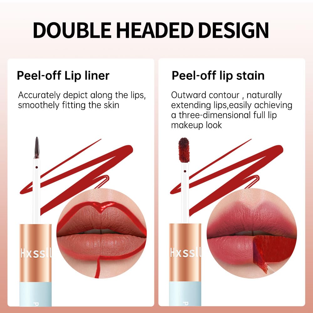 Hxssll Matte Lip Stain Peel Off Lip line Tattoo, Peel-off Lip Stain Masque - All Day Peel Off Lip Tint，Long Lasting Waterproof Transfer-proof Lip Mask Lip Color Peel Off Lip Gloss,Stay Lip Makeup 04#