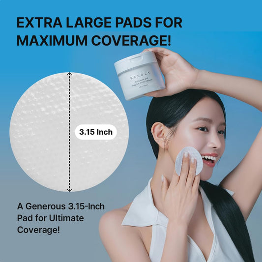 Needly Daily Toner Pad I Exfoliating Pads for Face with BHA & PHA, Deep Hydration, Pore Minimizer for Face, Centella, Tea Tree, High Volume Essence, Extra Large Cotton Pad, Korean Skin Care (80 Pads)