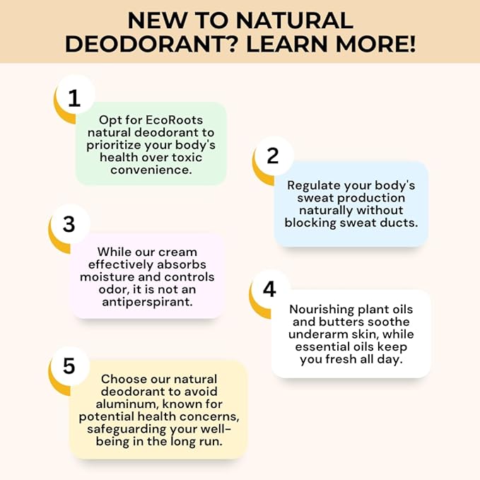 ECO ROOTS Natural Deodorant for Women & Men | Organic Deodorant Cream Non Aluminum | Baking Soda Free Healthy Deoderant for Body & Private Parts | All Vegan Pit Paste Zero Sweat | Rose Geranium Scent