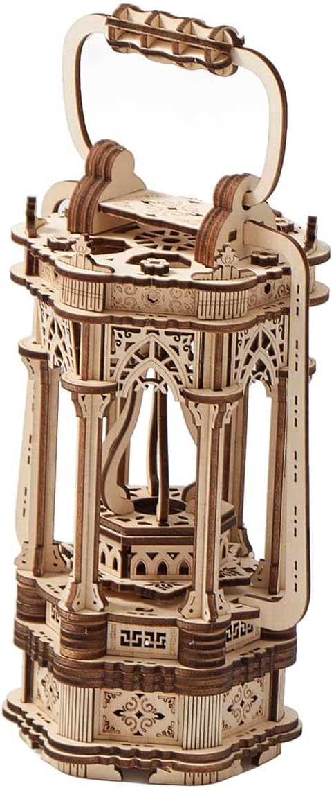 3D Wooden Puzzles for Adults 145pcs LED Light Vintage Lantern DIY Wooden Assembly Kit for Teens Home Decor