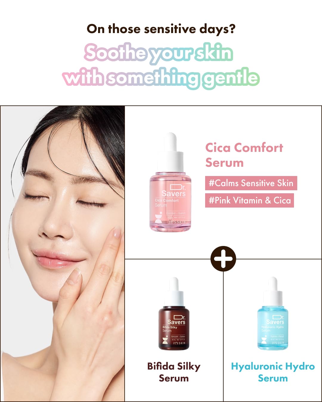 IT’S SKIN Dr.Savers Cica Comfort Serum 1.01 fl.oz, Calming and Soothing Face Serum with Centella Asiatica, Rose Water, Pink Vitamin Complex, Lightweight Hydration for Sensitive Skin, Korean Skincare