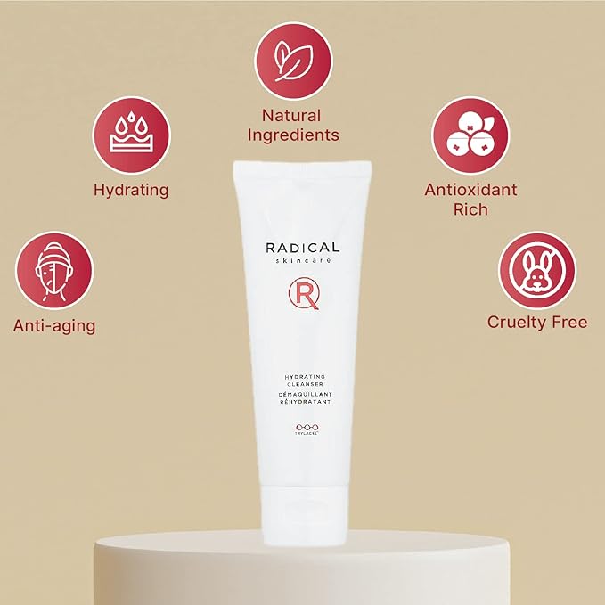 Radical Skincare Hydrating Cleanser- Non-Drying, Gentle Formula | For All Skin Types | Paraben & Cruelty Free (4 Fl Oz)