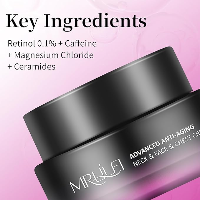 4 in 1 Retinol Moisturizer Cream, Tightening & Lifting Neck Cream, Advanced Anti-Aging Face Moisturizer, Reduces Fine Lines & Wrinkles for Neck & Face & Chest (50 ml/1.7 oz)