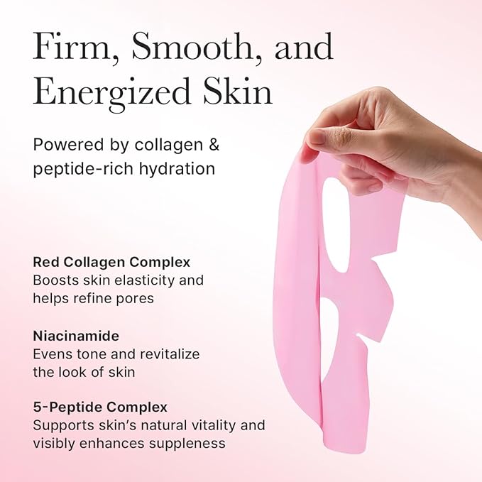 Red Collagen Jello Mask, Plump & Hydrating x 4ea, Overnight Hydrogel Mask for Dry, Mature Skin, Packed with Collagen, 5 Peptides, 2% Niacinamide