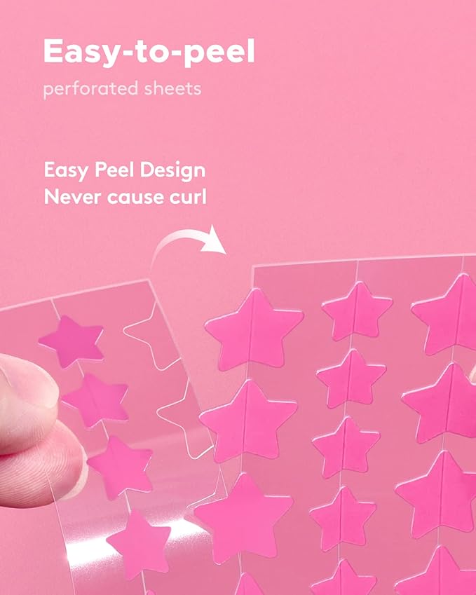 LitBear Star Pimple Patches, Black & Pink Hydrocolloid Acne Patch with Tea Tree Oil & Centella, Cute Pimple Stickers Zits Patch For Face Blemished Spot Patch Acne Dots, 112 Patches, 14mm & 10mm
