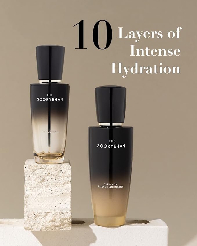Sooryehan THE BLACK SKINCARE SET (160ml / 5.41 Fl Oz) - Korean Skincare Gift Set, Luxury Premium High-end by LG BEAUTY. Advanced Next Generation Bio Moisturizer & Serum.