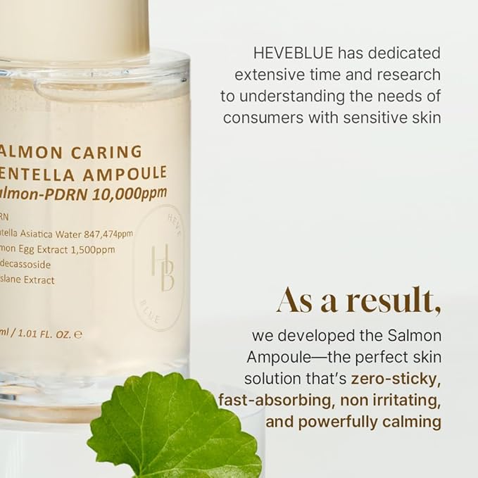 Salmon Caring Centella Ampoule - Salmon PDRN, Salmon Egg Extract, Centella, Madecassoside, Calming, Soothing, Restore and Rejuvenate, Sensitive Skin, Korean Skincare