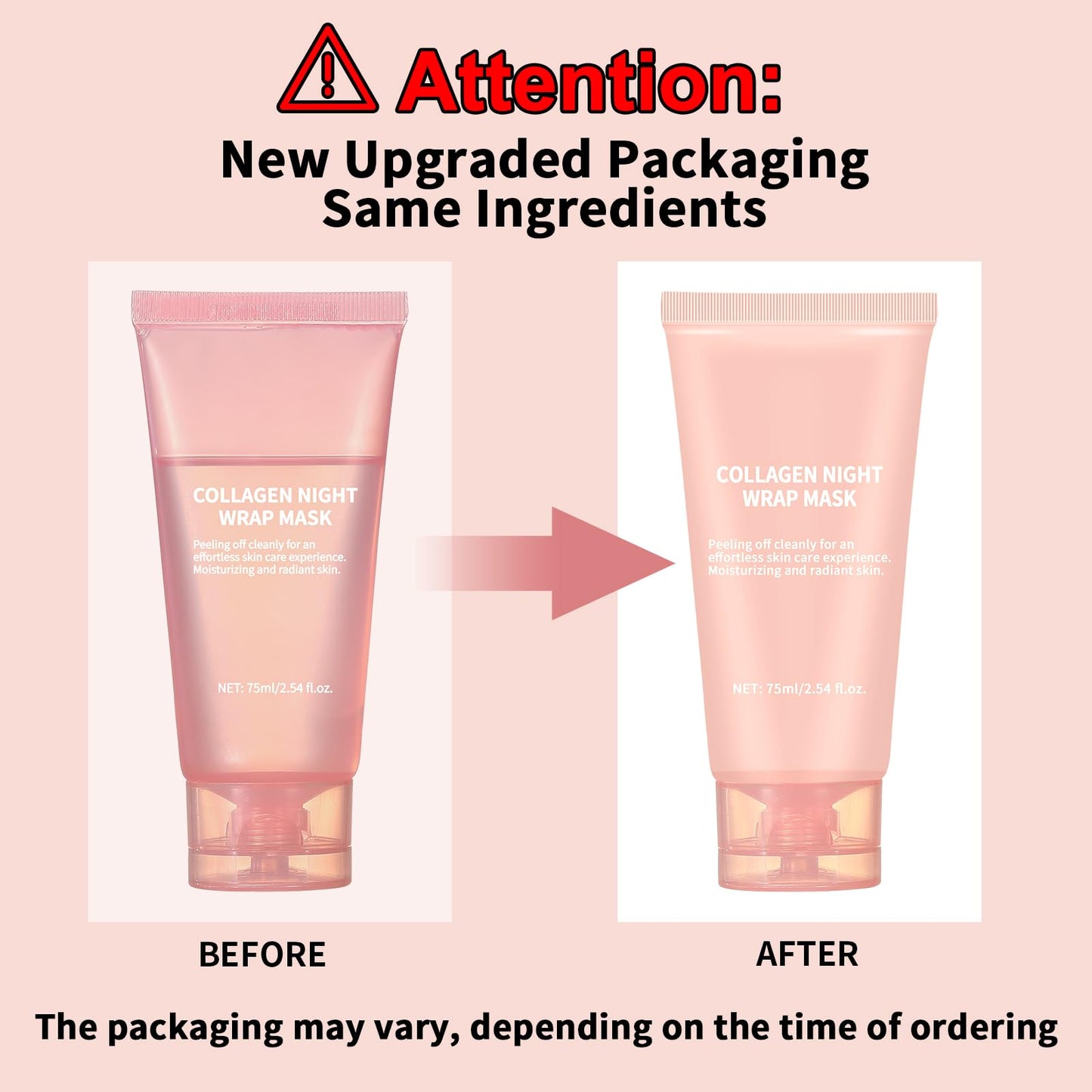 TYTCA Collagen Night Wrapping Mask Peel-Off Overnight Collagen Face Mask - Deeply Hydrates & Firming & Glowy - Reduce Sagging & Wrinkle For Glowing Skin 2.54 fl.oz with Mask Applicator