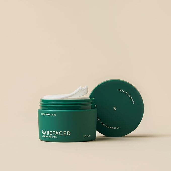 Barefaced Glow Peel Pads (60 Count) - Deep Exfoliating Face & Body Pads with 15% Glycolic Acid, Squalane & Vitamin E - Smooths Texture, Reduces Breakouts & Fine Lines