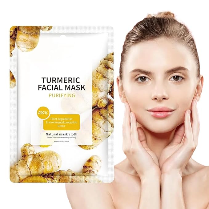 10 Sheets Masks Turmeric Face Sheet Mask for Women, Hydrating Face Masks Skincare, Facial Mask Sheet Facial Masks for Breakouts Pimple Oil Control, Bulk Face Masks Suitable for All Skin Types