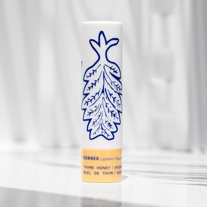 KORRES Winter Essentials Hand and Lip Care Set, Olive Sea Salt Cream 2.54 Fl Oz & Thyme Honey Balm 0.15 Oz, Moisturizing Gift for Men Women, Botanical Formula, Softens Skin, Seasonal Duo, Holiday Set