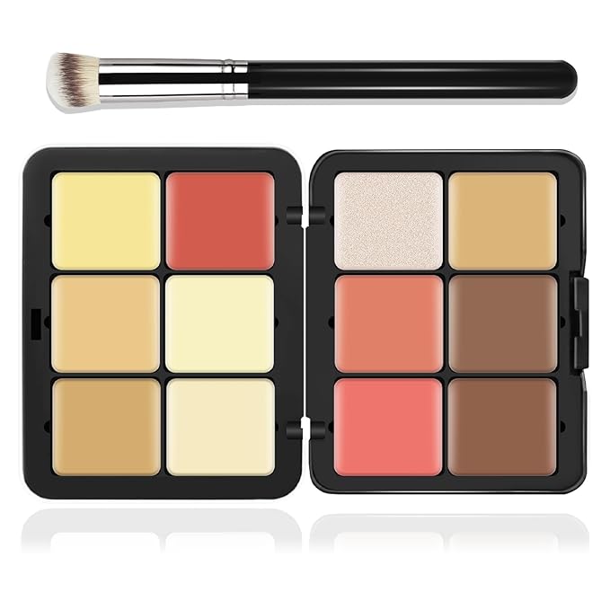 12 Colors Cream [Blush+Contour+Concealer+Highlighter] Makeup Palette for Cheeks