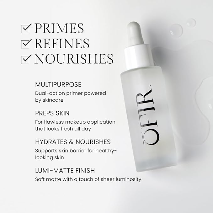 OFIR Barrier Drops Hydrating Primer Serum for Women | Brightening Vitamin C Face Serum with Lumi Vegan Texture | Lightweight Skin Enhancer for Daily Glow | Daily Base Primer | 1 FL OZ Bottle