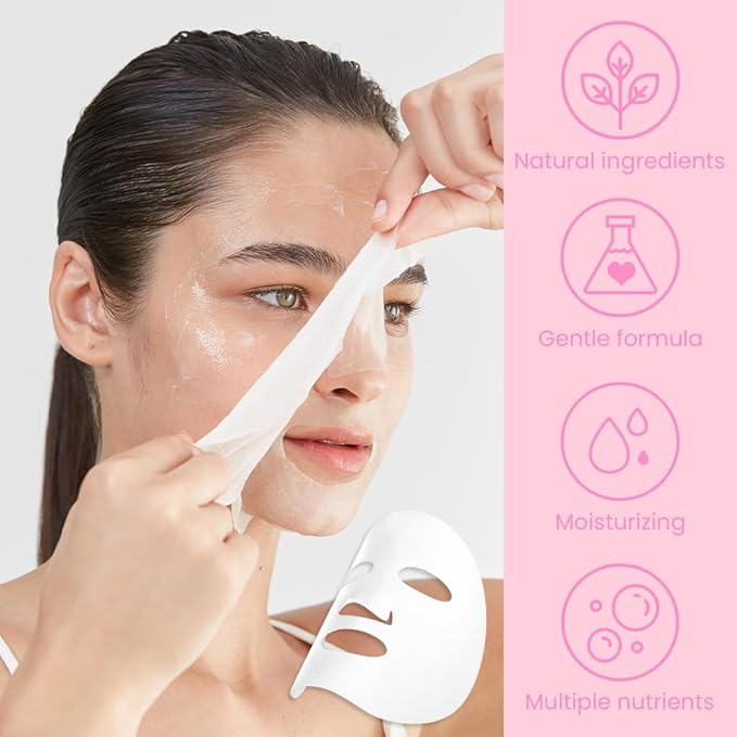 Face Sheet Mask Skincare,Hydrating Spa Face Mask For Sensitive Skin,Moisturize,Nourish for All Skin Types,Natural Skin Care Spa Face Mask for Women Men Girls,Pack of 6