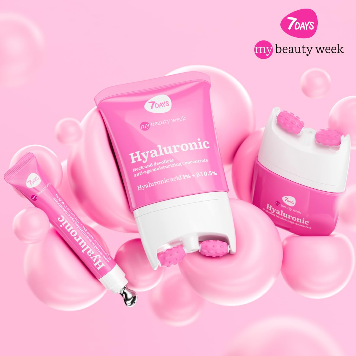 7DAYS Face Moisturizer with Hyaluronic Acid – Korean Skin Care Daily Face Cream for Women – Anti Aging, Anti-Wrinkle, Firming – with Face Roller & Neck Massager – 1.35 fl oz