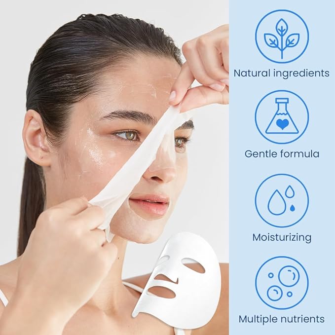 Face Sheet Mask Skincare,Hydrating Spa Face Mask For Sensitive Skin,Moisturize,Nourish for All Skin Types,Natural Skin Care Spa Face Mask for Women Men Girls,Pack of 6