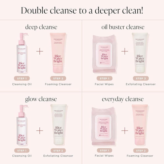 The Face Shop Rice Water Bright Rice Bran Gentle Exfoliating Cleanser - Hydrating, Moisturizing & Brightening Face Cleanser - Vegan Exfoliating Face Wash Face Scrub - Korean Skin Care Face Exfoliator