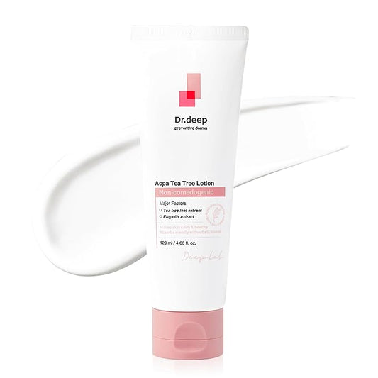 Dr.Deep Acpa Tea Tree Lotion - Lightweight & Non-Greasy Facial Moisturizer for Acne-Prone, Oily, & Sensitive Skin, Non-Comedogenic Formula with Tea Tree Extract - 4.05 fl. oz / 120ml