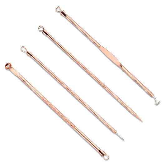 HaimiLiya Pimple Popper Tool Kit-4 Pcs Acne Needle Tools Set- Blackhead Comedone Whitehead Popping Remover Tool for Nose Face Skin Blemish Extractor Tool - Rose Gold