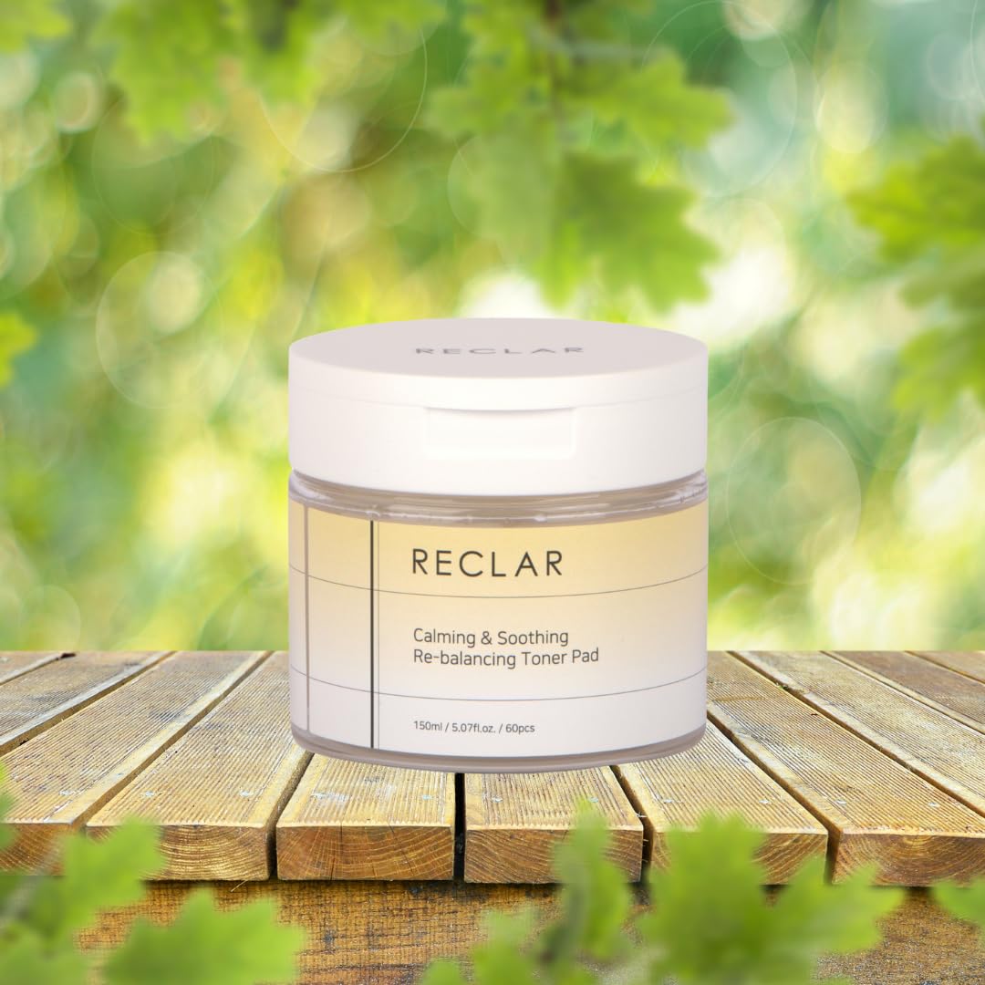 Reclar Calming & Soothing Re-Balancing Toner Pad 150ml, 60 Count, Korean Skincare, Exfoliating, Aloe, Hydrating