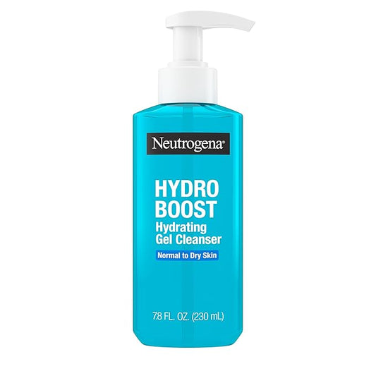 Neutrogena Hydro Boost Hydrating Face Wash & Makeup Remover, Gentle Facial Cleanser Gel with Hyaluronic Acid, Locks Moisture for Soft Supple Skin, Hypoallergenic, Oil-Free, Soap-Free, 7.8 fl oz