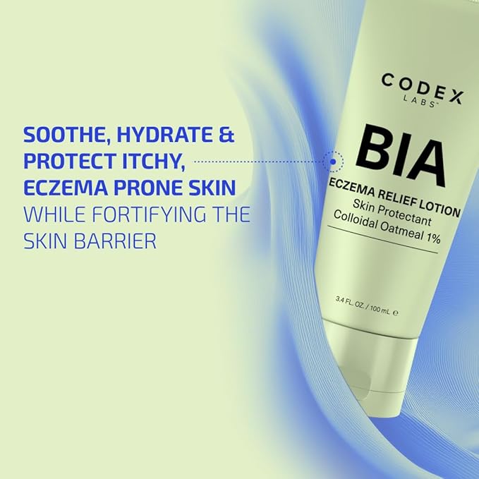 BIA Eczema Relief Lotion, 3.4 oz - Clinically Proven Colloidal Oatmeal 1% for Itchy Dry Eczema Prone Skin - Fragrance Free Moisturizer with BiaComplex 2.0 - Safe for Babies, Kids & Adults