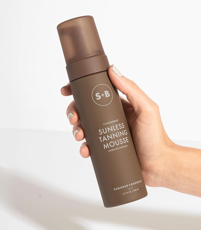 SUGARED + BRONZED Sunless Tanning Mousse – FlexExpress® Formula, Self-Tanner for Body, Lightweight & Non-Greasy, Natural Glow, Paraben Free, Long-Lasting Tan, Quick-Dry, Suits All Skin Types (6 Fl Oz)