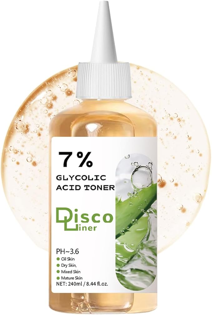 7% Glycolic Acid Exfoliating Toner, Hydrating Facial Toner, Smooth Glowing Skin, Even Skin Tone, Improve Skin Texture, Gentle Formula for Daily Use