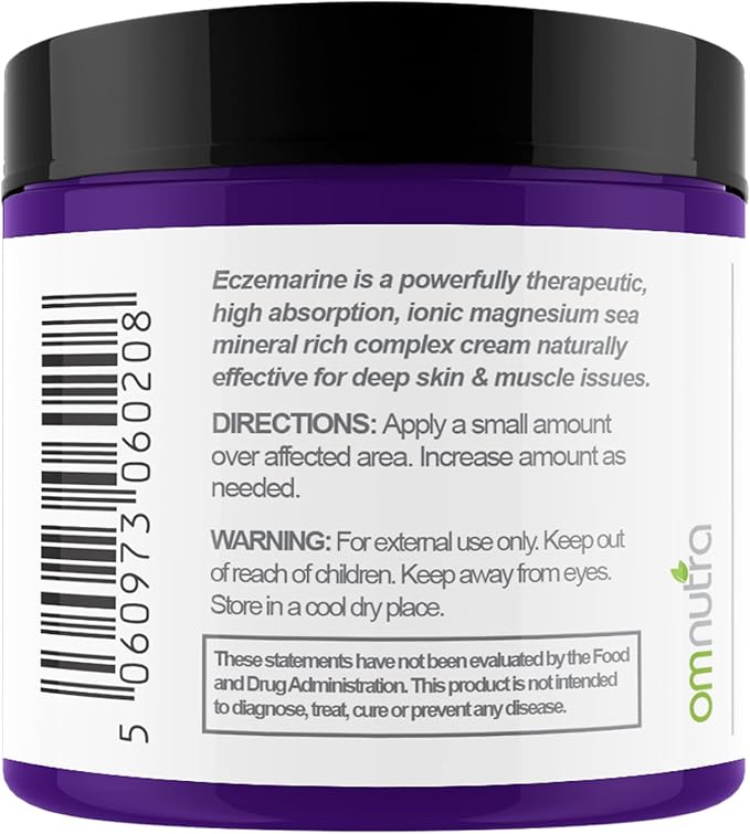 Ocean Eczema Cream for Kids - 4OZ Eczemarine Magnesium Lotion for Kids Eczema Topical Magnesium Cream for Sleep with Inland Sea Minerals Organic Colloidal Oatmeal