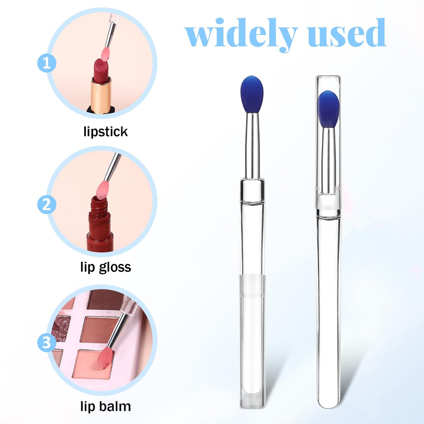 10 PCS Lip Brush, Silicone Lip Lipstick Applicator Brushes with Caps, Reusable Mask Applicator for Applying Lips Gloss Balm, Silicone Lips Scrubber