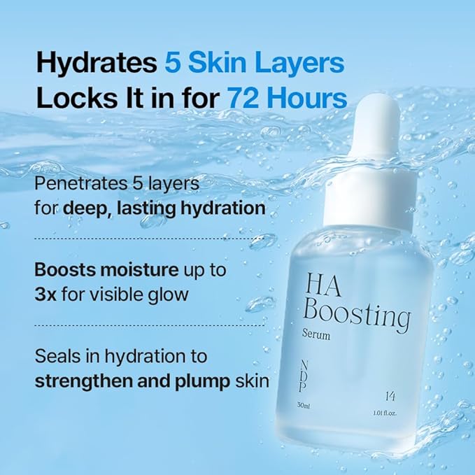 NDP Ultra Fine 10,000 PPM Hyaluronic Acid For 72 Hour Hydration, Clinically Proven Korean Hydrating Serum with 8D HA Complex, Plumping, Moisturizing Serum for Dry & Sensitive Skin, 30ml (1.01oz)