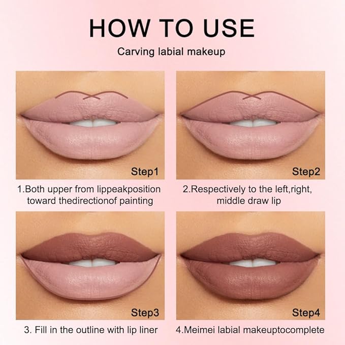 2 Pcs Natural Nude Brown Beige Colors Lip Liner Lipstick Pencils Set for Daily Makeup,Easy to Apply & Remove,Waterproof 312N#