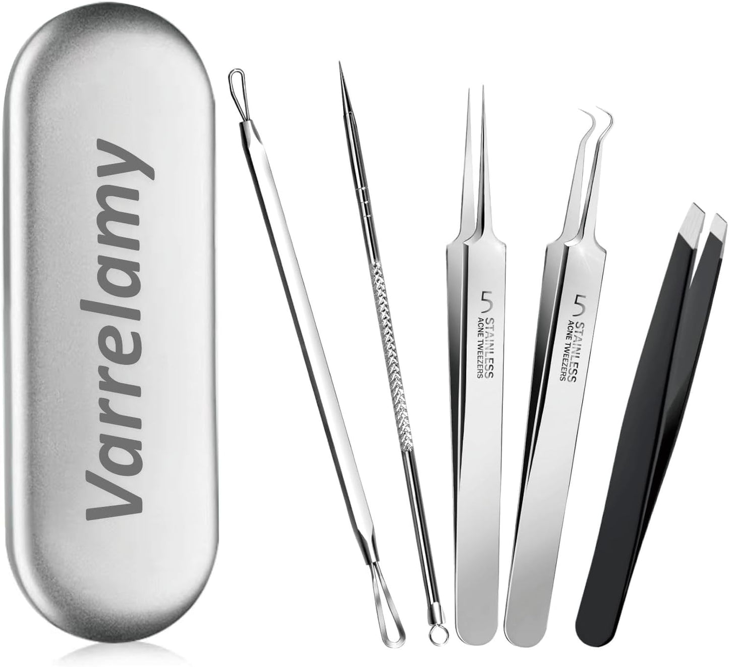Blackhead Remover Pimple Popper Tool Kit - (5 Piece Kit) - Professional Stainless Pimples Comedone Extractor Removal Tool