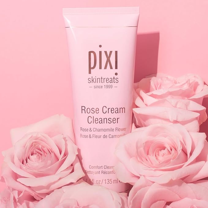 Pixi Beauty Rose Cream Cleanser 135ml | Mineral Rich Soothing and Gentle Cleanser | Rose Flower Oil Moisturizes | Suitable For Sensitive Skin | 4.57 Fl Oz