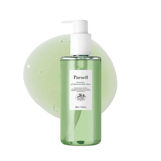 Parnell Cicamanu pH Balanced Body Wash - Centella Asiatica, Salicylic Acid, Ceramide, Mild Cleansing and Soothing for Sensitive, Troubled and Acne-Prone Body Skin and Back Acne (13.5 Fl Oz / 400ml)