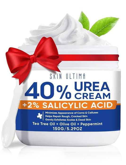 Urea Cream 40 Percent Plus 2% Salicylic Acid, 40% Urea Cream for Feet Maximum Strength, Foot Cream for Dry Cracked Feet, Heels, Knees, Hands & Elbows, Intensive Repair & Moisture, 5.29 oz