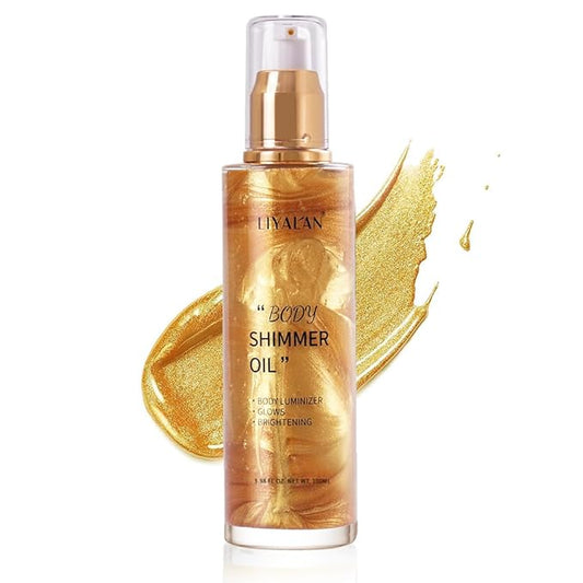 Liyalan Shimmer Body Oil Gold 5 Color Bronze Fl Oz/#02)