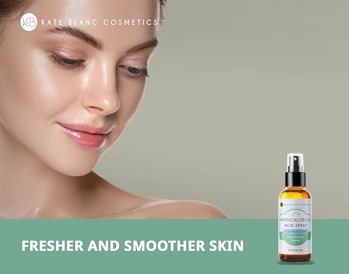 Kate Blanc Cosmetics Hypochlorous Acid Spray for Face and Skin. Gentle Facial Cleanser with .02% HOCl (2oz)