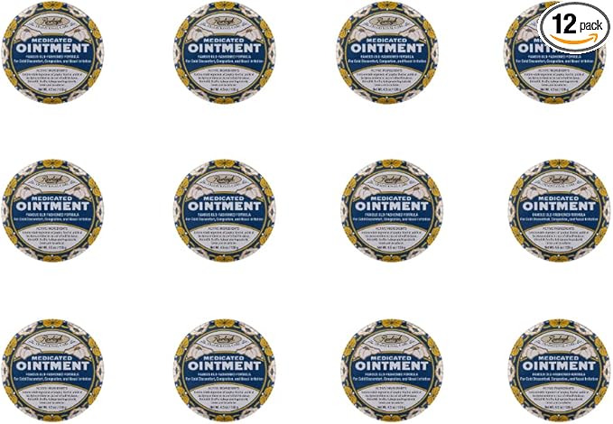 Rawleigh Medicated Ointment: 4.5 oz Blue Tin, Topical Chest Rub for Cold, Nasal Congestion, Minor Aches and Pain, with Camphor, Menthol & Eucalyptus, Non-Greasy Formula - Pack of 12