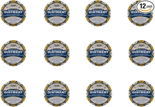 Rawleigh Medicated Ointment: 4.5 oz Blue Tin, Topical Chest Rub for Cold, Nasal Congestion, Minor Aches and Pain, with Camphor, Menthol & Eucalyptus, Non-Greasy Formula - Pack of 12