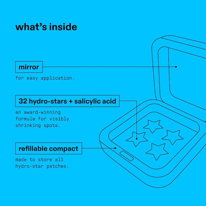 Starface World Hydro-Star + Salicylic Acid Patches (32 ct) with Big Blue Compact and Party Pack Hydrocolloid Pimple Patches Big Pack (96 ct)