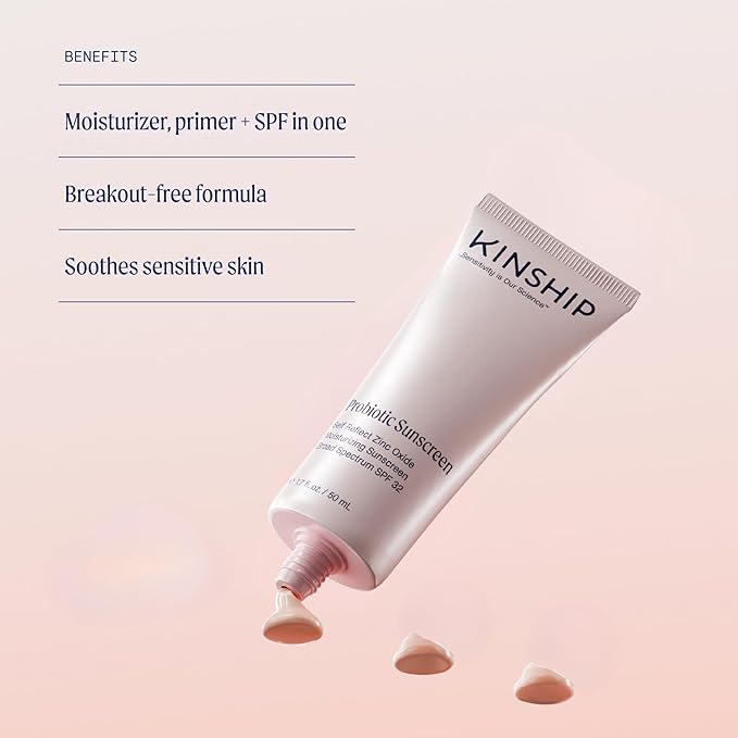 Kinship Zinc Oxide Mineral Sunscreen for Face Self Reflect SPF 32 | Vegan, Reef Safe, Non Toxic Eczema Sunscreen for Sensitive Skin | Sunblock Face Moisturizer with SPF (3.5 oz)